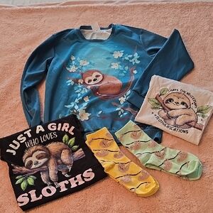 Sloth Themed Clothing Set with Socks